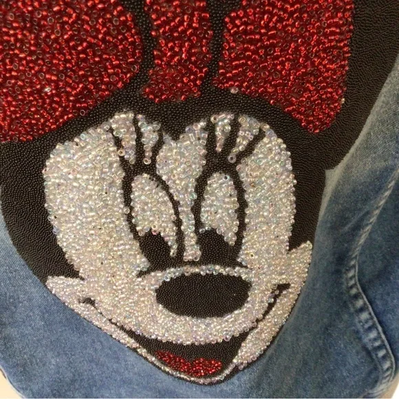 Denim jacket with beaded Minnie Mouse - Picture 6 of 9